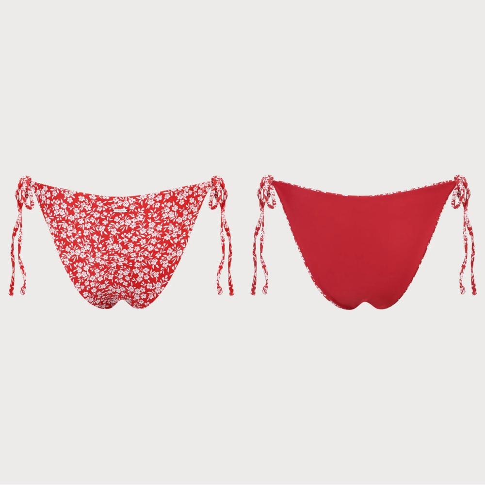 Berlook Red Reversible Floral Halter Bikini Top and Tie Floral Bikini Bottom - Picture 8 of 11